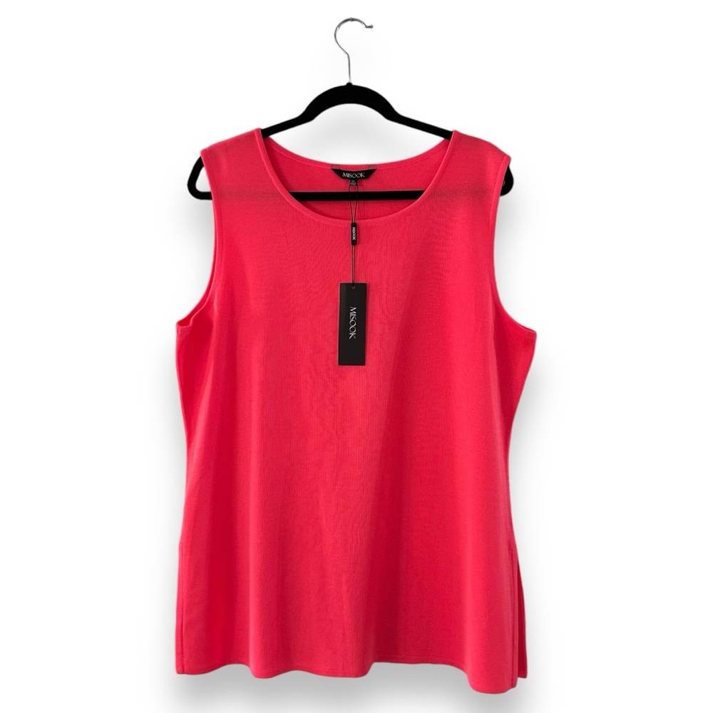 NWT Misook Coral Sugar Scoop Neck Knit Tank Shirt Lagenlook Professional Size 0X